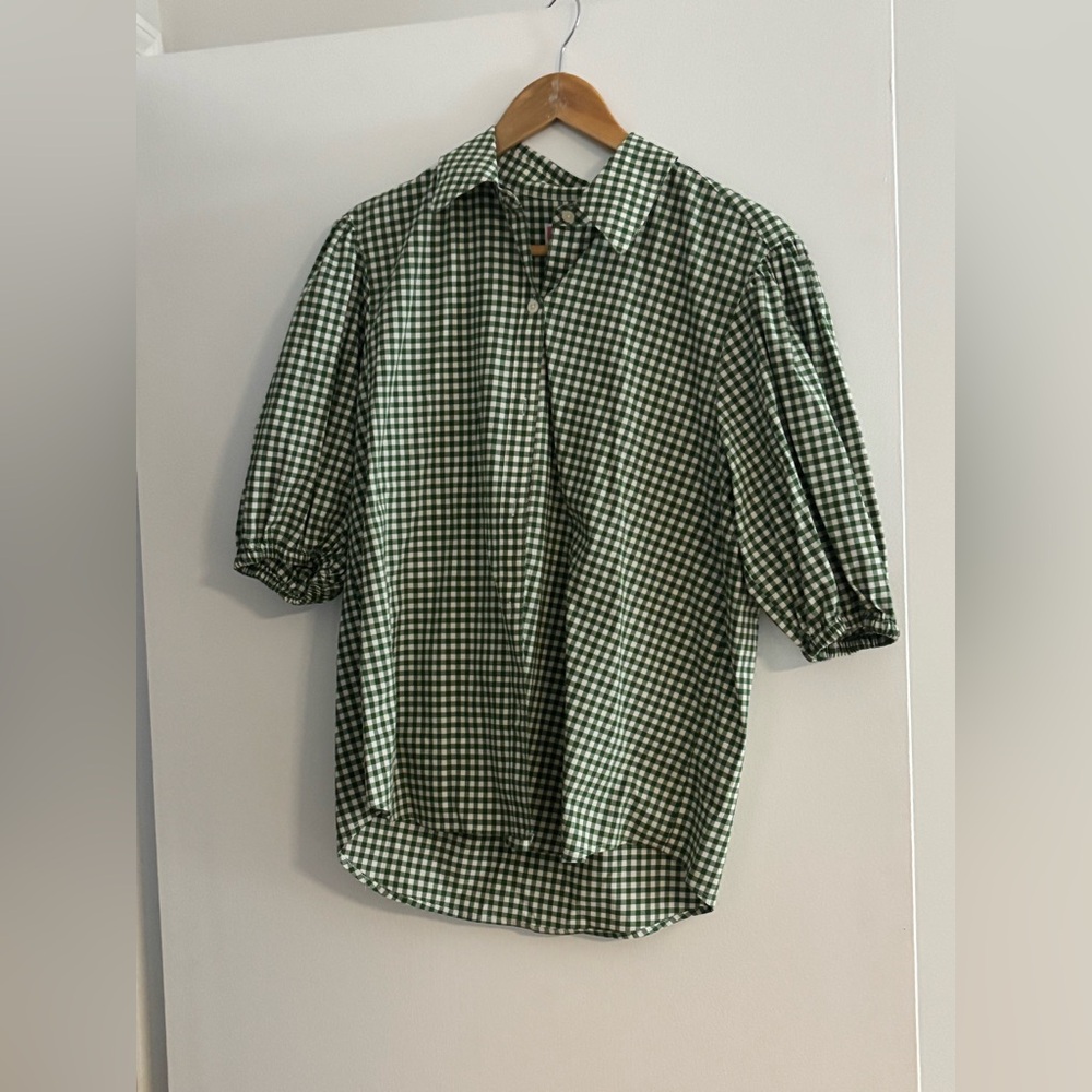 Kate Spade Green and Black Casual Button Down Shirt
